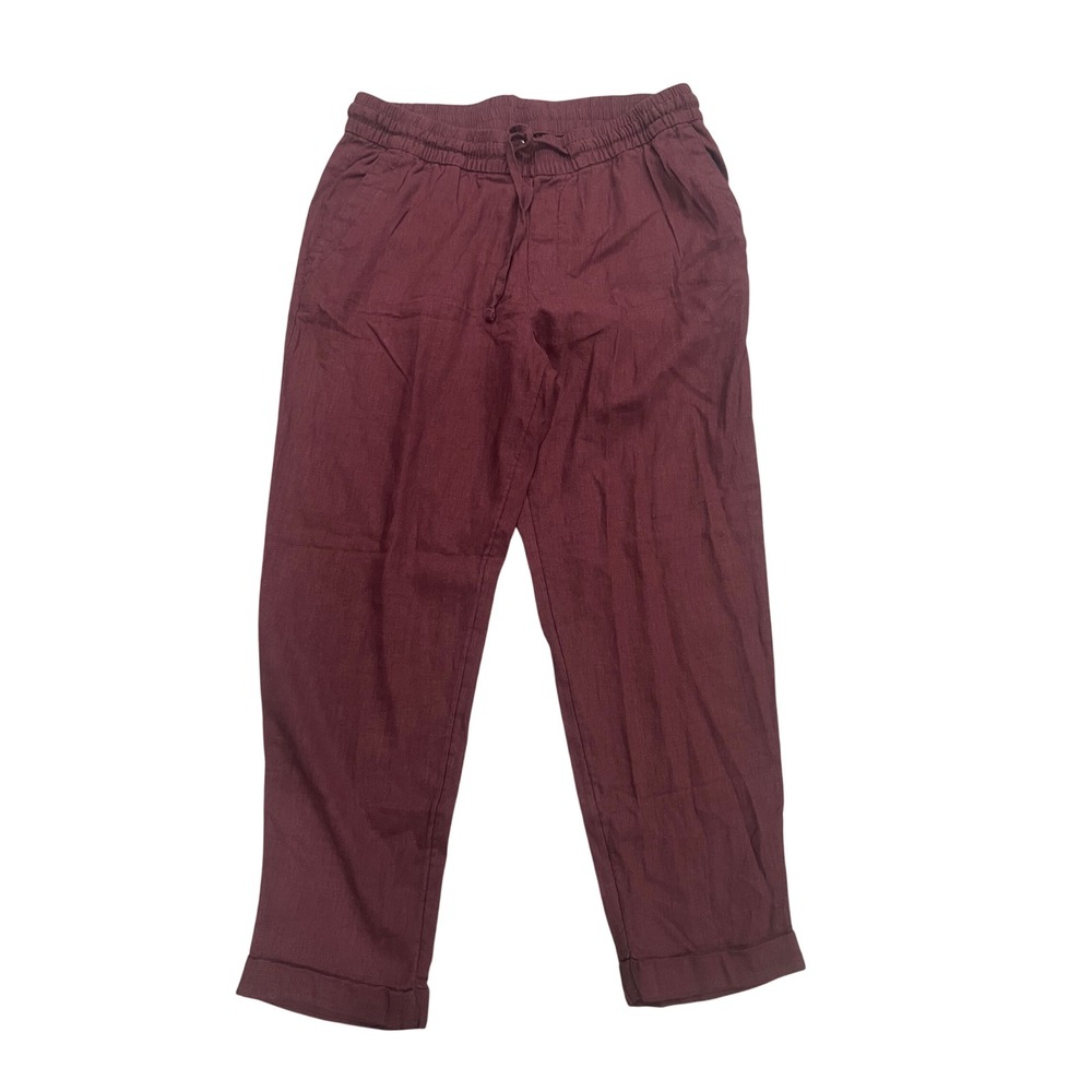NWT Old NAVY Women's Wine Linen Blend Drawstring Tapered. Sz MP